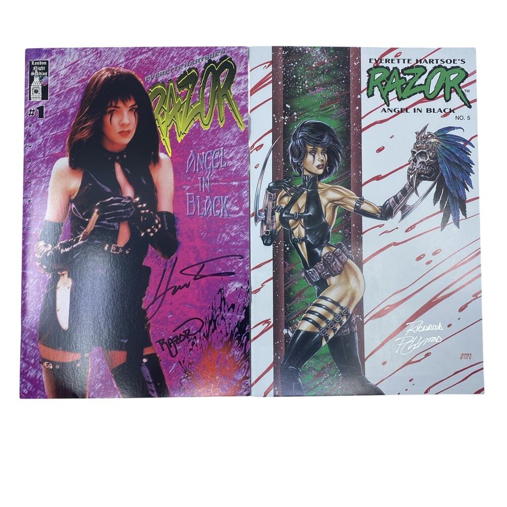 Razor Angel in Black #1 and #5 Signed Hartsoe & Pollard VF+/NM